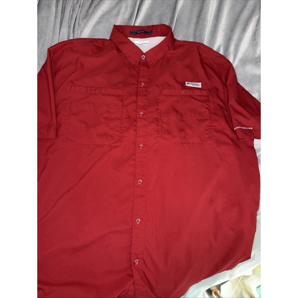 Columbia Men's PFG Tamiami Short Sleeve Omni Shade Red Shirt Size 2XL